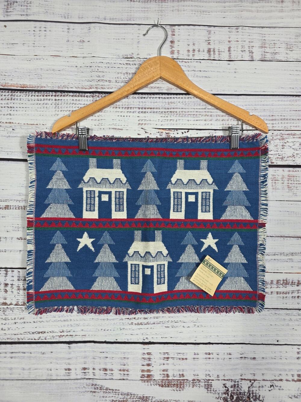 Christmas Americana Fringe Hem Place Mats 4 Total